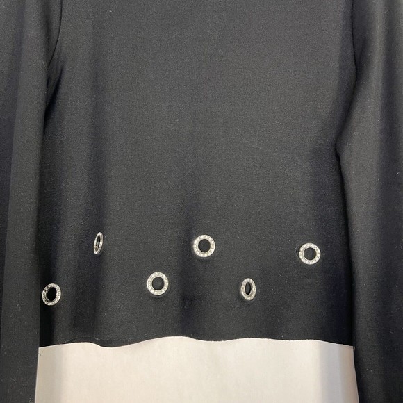 Zara Top Womens Small Black Boat Neck Rhinestone Grommet Long Sleeve Pullover - Picture 5 of 12